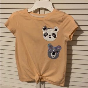 Girls t-shirt embellished w/sequined panda & koala